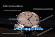 IWC Portuguese Power Reserve Clone IWC 52010 Automatic Steel Case with White Dial Arabic Number Markers and Blue Leather Strap - 1:1 Original (ZF)