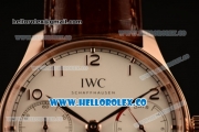 IWC Portuguese Automatic Clone IWC 52010 Automatic Rose Gold Case with White Dial and Brown Leather Strap - (AAAF)