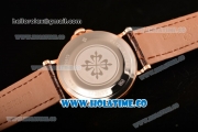 Patek Philippe Calatrava Miyota Quartz Rose Gold Case with White Dial and Black Roman Numeral Markers