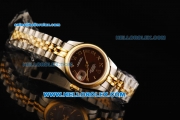 Rolex Datejust Automatic Movement Steel Case with Brown Dial and Gold Bezel-Two Tone Strap-Lady Model