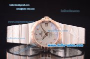 Omega Constellation Co-Axial Swiss ETA 2824 Automatic Steel Case with Rose Gold Bezel and Silver Dial-Diamond Markers