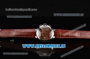 Cartier Ballon Bleu De Medium Chrono Miyota OS20 Quartz Steel Case with Brown Leather Strap and Brown Dial