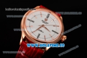 Rolex Cellini Time Asia 2813 Automatic Rose Gold Case with White Dial Red Leather Strap and Stick/Roman Numeral Markers