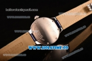 Cartier Ballon Bleu De Small Swiss Quartz Steel Case with Diamonds Bezel White Dial and Blue Leather Strap - Black Markers