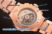 Hublot Big Bang Swiss Valjoux 7750 Automatic Rose Gold Case/Strap with Black Dial