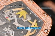 Richard Mille RM026-01 Miyota 6T51 Automatic Diamonds/Rose Gold Case with Diamonds Panda Dial and Black Rubber Strap