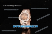 Patek Philippe Nautilus Miyota 9015 Automatic Rose Gold Case Brown Dial With Stick Markers Rose Gold Bracelet