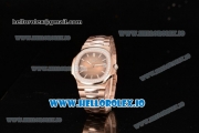 Patek Philippe Nautilus Miyota 9015 Automatic Rose Gold Case Brown Dial With Stick Markers Rose Gold Bracelet
