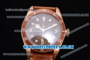 Tudor Heritage Black Bay Swiss ETA 2824 Automatic Rose Gold Case with Brown Dial Brown Leather Strap and Dot Markers (ZF)