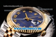 Rolex Datejust II Asia 2813 Automatic Two Tone Case/Bracelet with Dark Blue Dial and Roman Numeral Markers (BP)