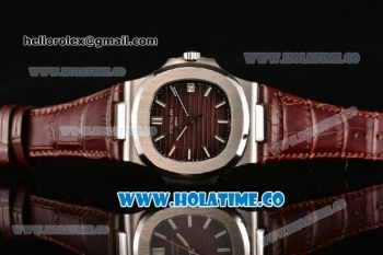 Patek Philippe Nautilus Miyota 9015 Automatic Steel Case with White Stick Markers and Brown Dial (BP)