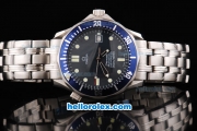 Omega Seamaster Professional Chronometer Automatic Movement ETA Case with Blue Bezel-Dot Markers and Black Dial