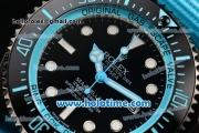Rolex Sea-Dweller Deepsea Asia 2813 Automatic PVD Case with Black Dial and Blue Nylon Strap