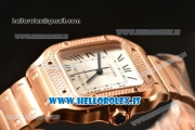 Cartier Santos De Cartier Rose Gold Miyota 9015 Auto With Diamonds Bezel WJSA0009