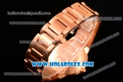 Cartier Rotonde De Miyota Quartz Rose Gold Case/Bracelet with Brown Dial and Diamonds Bezel