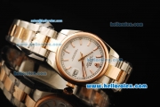 Rolex Datejust Automatic Movement ETA Coating Case with White Dial and Rose Gold Bezel-Two Tone Strap