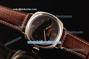 Panerai Radiomir Vintage 3646 Asia 6497 Manual Winding Steel Case with Black Dial and Brown Leather Strap