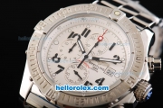 Breitling Avenger Chronograph Miyota Quartz Movement Full Steel with White Dial and Black Numeral Markers-Small Calendar