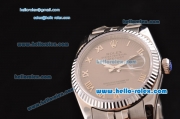 Rolex Datejust Swiss ETA 2836 Automatic Steel Case with Roman Numeral Markers Gray Dial and Stainless Steel Strap