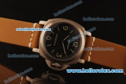 Panerai Luminor Marina PAM177 Swiss ETA 6497 Manual Winding Titanium Case with Black Dial and Dark Orange Leather Strap