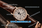 Breguet Classique Miyota 9015 Automatic Rose Gold Case with White Dial Brown Leather Strap and Arabic Numeral Markers