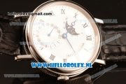 Breguet Classique Moonphase 9015 Auto Steel Case with White Dial and Black Leather Strap