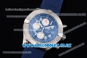 Breitling Avenger Seawolf Chrono Miyota OS10 Quartz Steel Case with Blue Dial Blue Rubber Strap and Arabic Number Markers