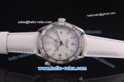 Omega Seamaster Planet Ocean Asia 2813 Automatic Movement Steel Case with White Dial and White Leather Strap - ETA Coating