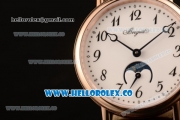 Breguet Classique Miyota 9015 Automatic Rose Gold Case with White Dial Brown Leather Strap and Arabic Numeral Markers