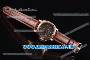 Panerai PAM 511 Luminor Marina 8 Days Oro Rosso Clone P.5000 Manual Winding Rose Gold Case with Brown Dial Brown Leather Strap and Arabic Number Markers (ZF)