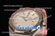 Audemars Piguet Royal Oak Lady Swiss Quartz Steel Case with Pink Leather Strap White Dial and Stick Markers