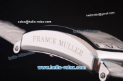 Franck Muller Long Island Chronograph Miyota Quartz Movement Steel Case with White Dial and White Leather Strap
