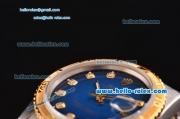 Rolex Datejust Automatic Two Tone with Gold Bezel,Blue Dial and Diamond Marking