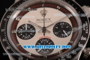 Rolex Daytona Vintage Chrono Miyota OS20 Quartz Steel Case/Bracelet with Silver Markers and White Dial - Brown Inner Bezel