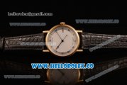 Breguet Classique Miyota 9015 Automatic Yellow Gold Case with White Dial and Black Leather Strap - (AAAF)