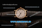 Breguet Classique Miyota 9015 Automatic Yellow Gold Case with White Dial and Black Leather Strap - (AAAF)