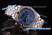 Breitling Chronomat B01 GMT Swiss Valjoux 7750 Automatic Steel Case/Strap with Blue Dial and Diamond Bezel