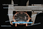 Patek Philippe Calatrava Swiss ETA 2824 Automatic Rose Gold Case with Black Dial and Stick/Roman Numeral Markers