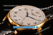 Longines Master Swiss ETA 2824 Automatic Yellow Gold Case with White Dial and Black Arabic Numeral Markers