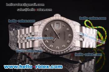 Rolex Datejust Swiss ETA 2836 Automatic Full Steel with Diamond Bezel and Grey Dial-36MM