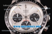 Rolex Daytona Vintage Edition Miyota Quartz Steel Case with Grey Nylon Strap Stick Markers and Silver Dial (GF)