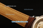 Jaeger Lecoultre Automatic Steel Case with Beige Dial and Brown Leather Strap