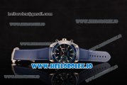 Omega Seamaster Planet Ocean Chrono Swiss Valjoux 7750 Automatic Titanium Case with Blue Dial and Stick Markers (BP)