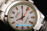 Rolex Milgauss Automatic Movement as the Swiss case with White Dial and Orange Marking