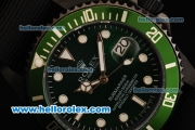 Rolex Submariner Automatic Movement PVD Case with Green Dial - Green Bezel and Black Nylon Strap