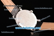 Vacheron Constantin Malte Miyota Quartz Stainless Steel Case with Black Leather Strap White Dial and Diamond Markers