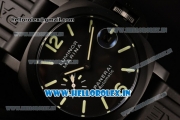Panerai Luminor Marina Automatic PVD Case with Black Dial and Green Markers-Black Rubber Strap