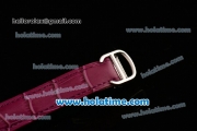 Cartier Ballon Bleu Swiss Quartz Steel Case with Burgundy Leather Strap White Markers and Burgundy Dial