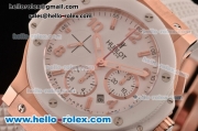 Hublot Big Bang Chrono Clone HUB4100 Automatic Rose Gold/Ceramic Case with White Rubber Strap White Dial