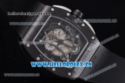 Richard Mille RM 038 Miyota 9015 Automatic PVD Case with Skeleton Dial Dot Markers Red Inner Bezel and Black Rubber Strap